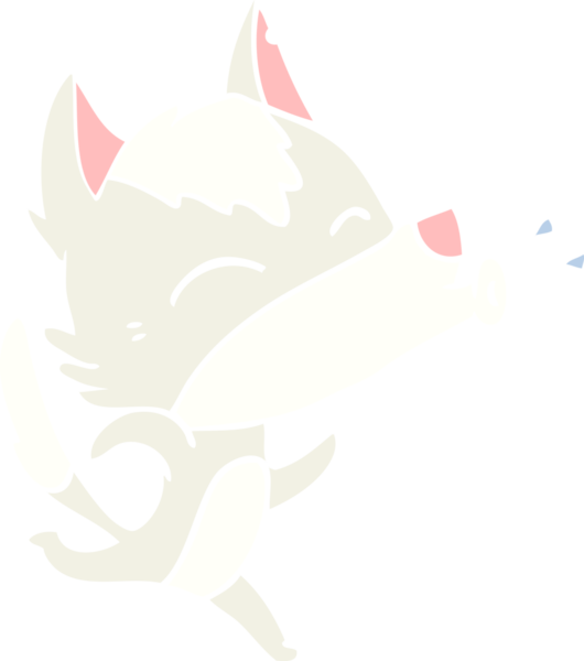 Uluyan Kurt düz renkli çizgi film bir insan tarafından çizildi.