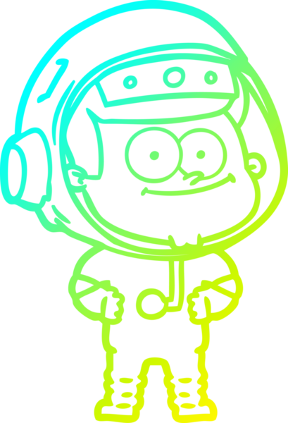 Bir insan tarafından çizilmiş mutlu bir astronot çizgi filmi.