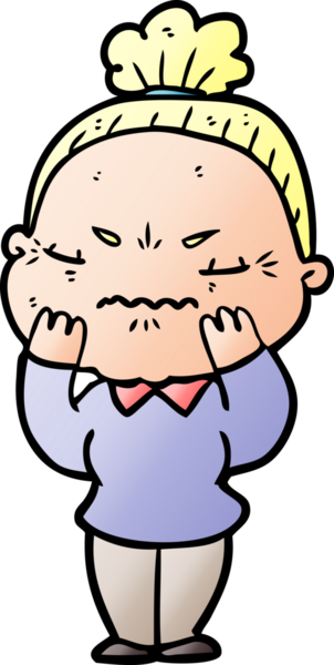 Çizgi film bir insan tarafından çizilmiş yaşlı bir kadın tarafından rahatsız edildi.