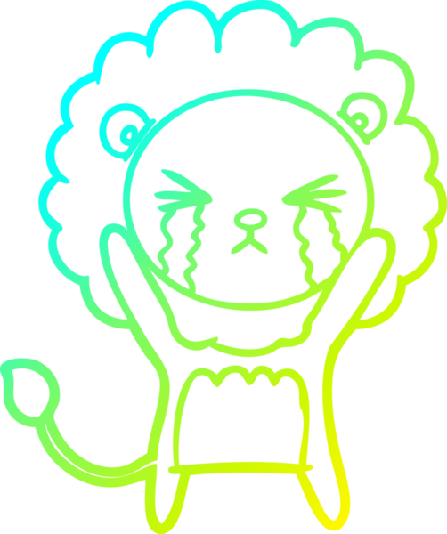 Bir insan tarafından çizilmiş ağlayan aslanın soğuk gradyan çizgisi