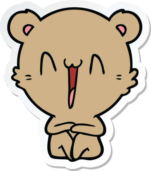 Bir insan tarafından çizilmiş mutlu ayının çıkartması.