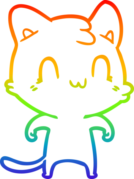 gökkuşağı gradyan çizgi çizimi Bir insan tarafından çizilmiş mutlu kedi