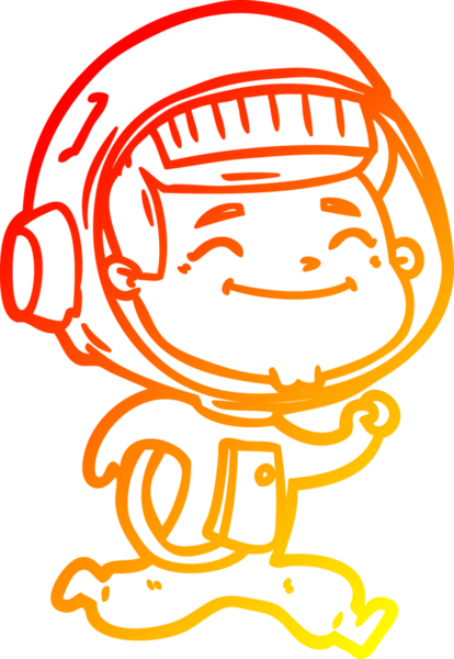 Bir insan tarafından çizilmiş mutlu bir astronotun sıcak çizgi çizimi