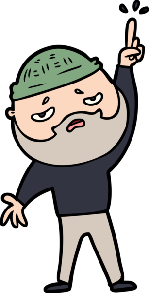 Bir insan tarafından çizilmiş sakallı endişeli bir adam.