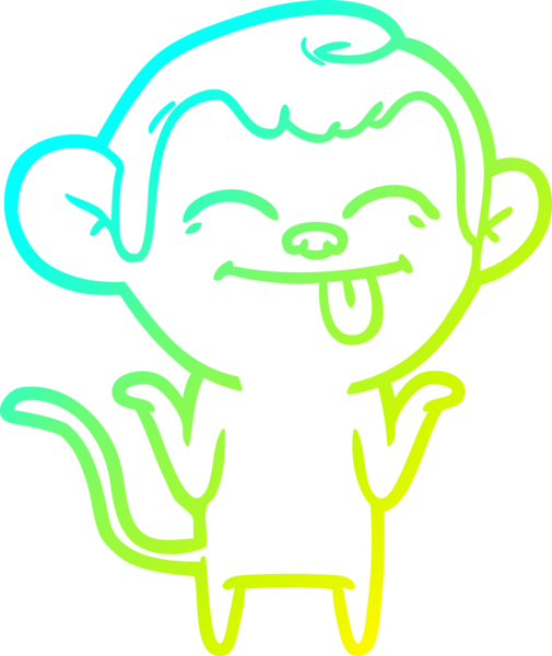 Bir insan tarafından çizilmiş komik bir çizgi maymunun soğuk eğim çizgisi.