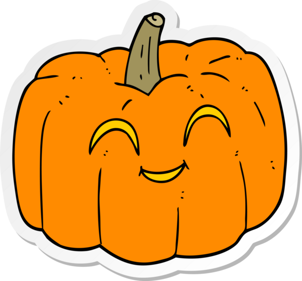 Bir insan tarafından çizilmiş cadılar bayramı balkabağı karikatürü çıkartması.