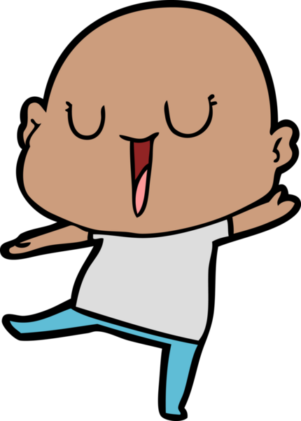 Bir insan tarafından çizilmiş mutlu, kel adam.