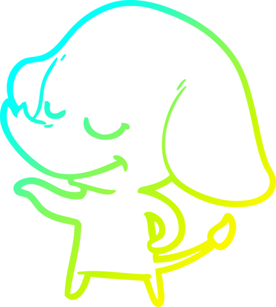 Bir insan tarafından çizilmiş gülümseyen bir filin soğuk gradyan çizimi