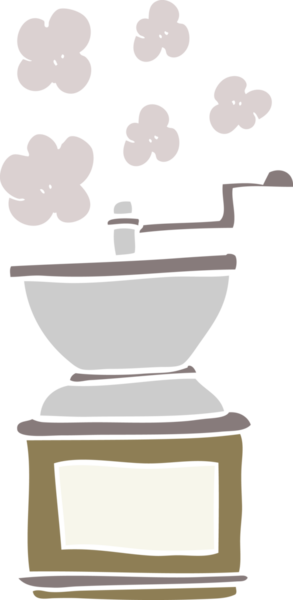 Bir insan tarafından çizilmiş kahve değirmeninin düz renk çizimi