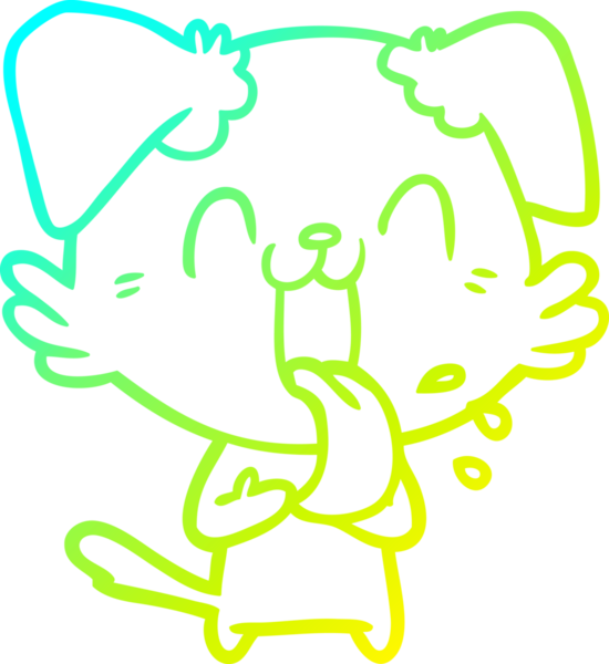 Bir insan tarafından çizilmiş soluyan bir köpeğin soğuk eğimli çizgisi.