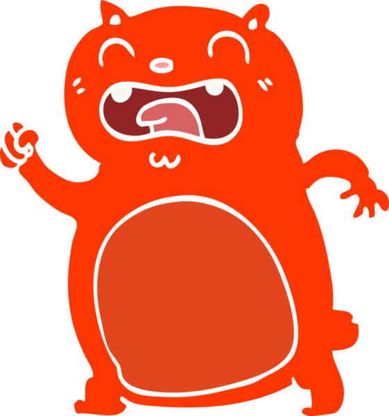 Bir insan tarafından çizilmiş düz renkli çizgi film kedisi