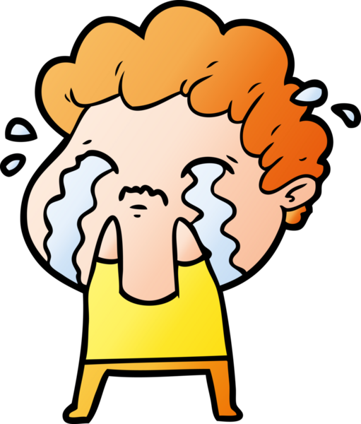 Bir insan tarafından çizilmiş ağlayan çizgi film adamı.