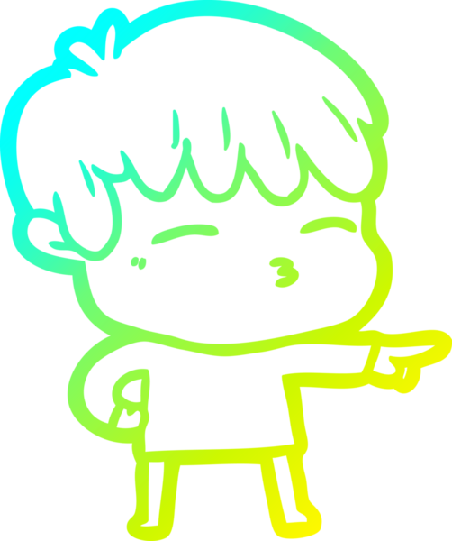 Bir çizgi film karakteri çizen soğuk gradyan bir insan tarafından çizilmiş meraklı çocuk.