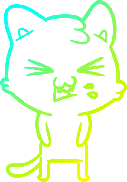 Bir insan tarafından çizilen çizgi film kedisinin soğuk gradyan çizimi