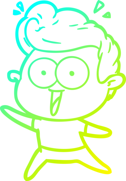 Bir insan tarafından çizilmiş, heyecanlı bir çizgi film çizimi.