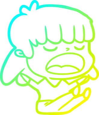 Bir insan tarafından yüksek sesle çizilmiş bir karikatür kadın çizimi.