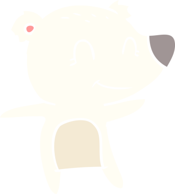 Bir insan tarafından çizilmiş gülümseyen kutup ayısı düz renkli çizgi film