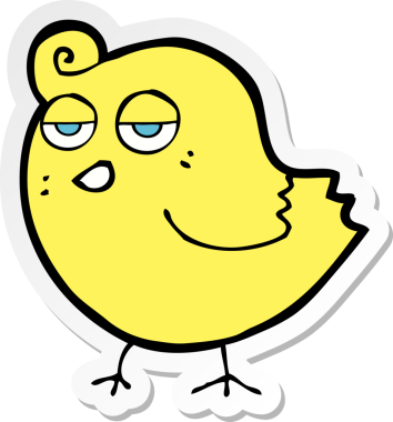 Bir insan tarafından çizilmiş çizgi film kuşunun çıkartması.