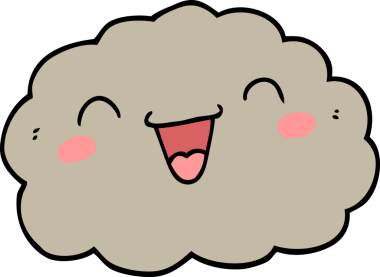 Bir insan tarafından çizilmiş mutlu çizgi film bulutu