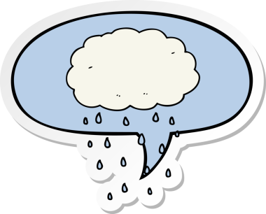 Bir insan tarafından çizilmiş konuşma balonu çıkartmalı karikatür yağmur bulutu.