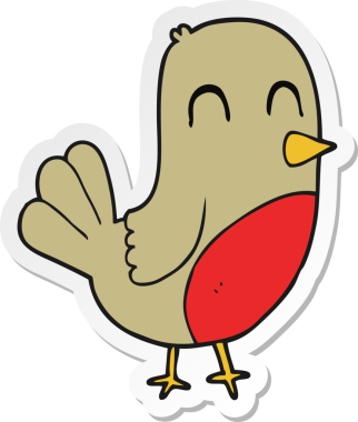 Bir insan tarafından çizilmiş Robin çizgi filminin çıkartması.