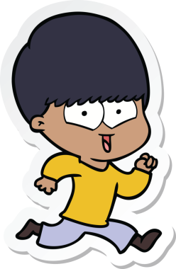 Bir insan tarafından çizilmiş mutlu bir çocuğun çıkartması.