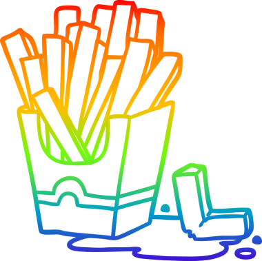 Bir insan tarafından çizilmiş abur cubur kızartmasının çizimi.