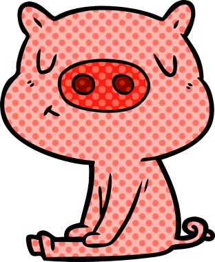 Bir insan tarafından çizilen çizgi film içerikli domuz meditasyonu