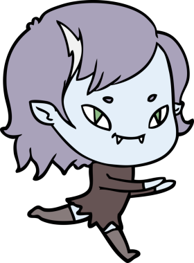 Çizgi film dostu vampir kız bir insan tarafından çizilmiş.