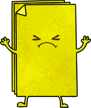 Bir insan tarafından çizilen el çizimi garip çizgi film haç kağıt yığını