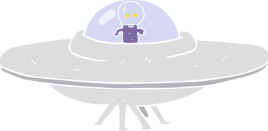 Bir insan tarafından çizilmiş uzaylı uçan dairesinin düz renk çizimi