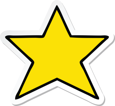 Bir insan tarafından çizilmiş şirin bir çizgi film yıldızının çıkartması.