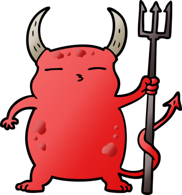 Bir insan tarafından çizilmiş küçük şeytan.