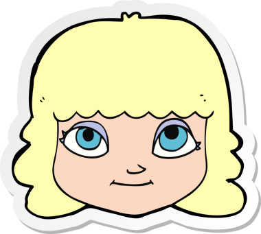 Bir insan tarafından çizilmiş mutlu kadın yüzü çıkartması.