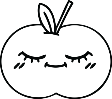 Bir insan tarafından çizilmiş sulu bir elmanın çizgi çizimi