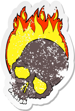 Bir insan tarafından çizilmiş yanan bir karikatürün gerilimli yapıştırması.