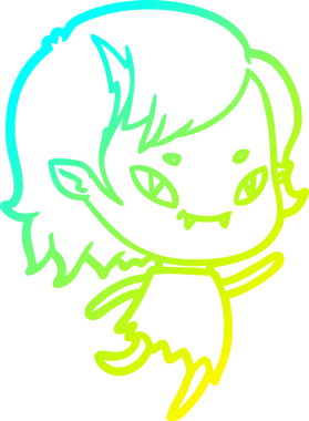 Bir insan tarafından çizilmiş soğuk hava çizgisi çizimi. Dost canlısı vampir kız.