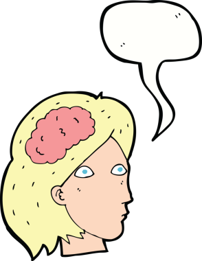 Bir insan tarafından çizilmiş beyin sembollü çizgi kadın kafası.