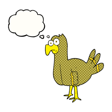 Bir insan tarafından çizilmiş serbest çizim balon karikatür kuşu.