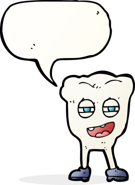 Bir insan tarafından çizilmiş komik dişli çizgi film karakteri.