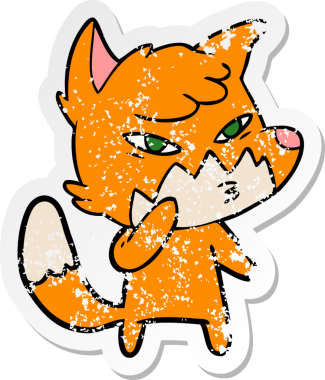 Bir insan tarafından çizilmiş zeki bir tilkinin sıkıntılı çıkartması.