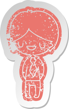 Bir insan tarafından çizilmiş kawaii 'nin eski bir karikatür çıkartması.