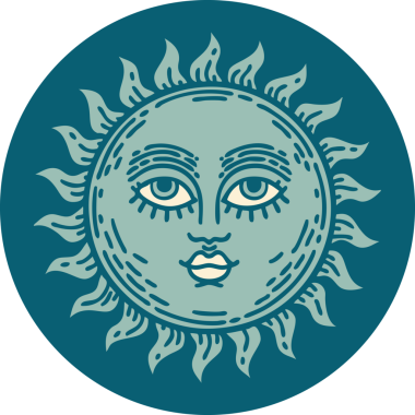 Bir insan tarafından çizilmiş bir güneşin ikonik dövme şekli