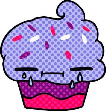 Bir insan tarafından çizilmiş ağlayan kekin serbest çizimi.