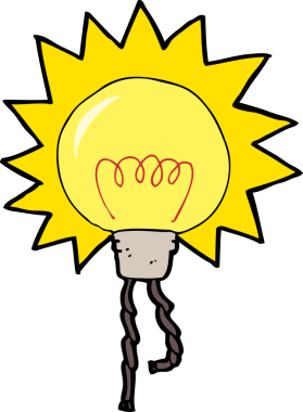 bir insan tarafından çizilmiş karikatür ampulü