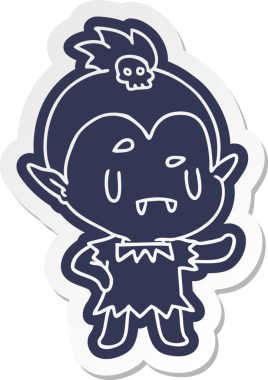 Bir insan tarafından çizilmiş sevimli vampir kızın kawaii karikatürü.