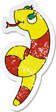 Bir insan tarafından çizilmiş şirin bir yılanın depresif bir karikatür çizimi.