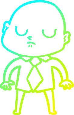 Bir insan tarafından çizilmiş kel bir adamın soğuk çizgi çizimi.