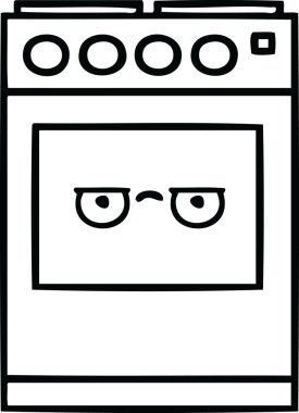 Bir insan tarafından çizilmiş bir mutfak fırınının çizgi çizimi