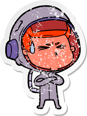 Bir insan tarafından çizilmiş stresli astronot karikatürü.